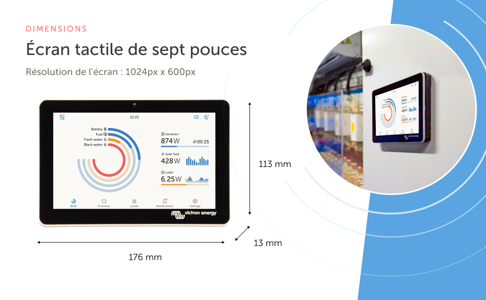 Victron Energy GX Touch 70 dimensions