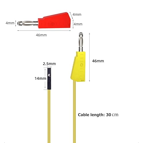 Telituny Fils de Test De Fiche Banane, 10 Fils de Test En Silicone P1530, Fiches Banane Empilables Sur Planche à Pain, Kit de CâBle Ruban Pour Tests De Diagnostic Automobile MultimèTre - Poukt