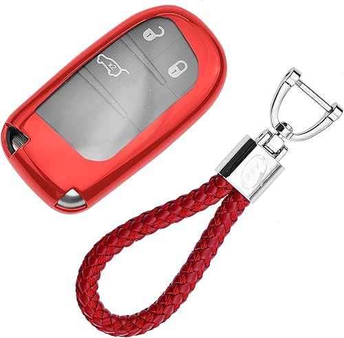KASER Coque Clé en Silicone Compatible pour Jeep Fiat Cherokee Renegade Fiat 500X Cover Housse Porte-clé TPU Protection Télécommande (Rouge) - Poukt