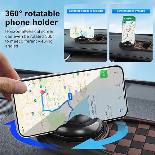 Tapis Voiture Antidérapant Support Téléphone Portable, Tapis AntidéRapant Multifonction pour Voiture, Universel Rotatif à 360° pour Téléphone Portable, Accessoires Automobiles Etanches - Poukt