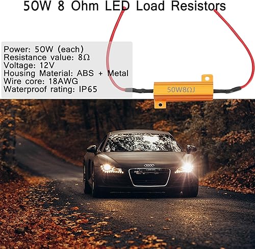 Hoembpn 3pcs 50W 8 ohms Résistance de Charge LED Décodeur Fix Fast Hyper Flasher/Code D’erreur Avertissement LED Clignotants Résistance pour Voiture Moto Phare Feux de Brouillard, avec 6 Attaches Rapi - Poukt