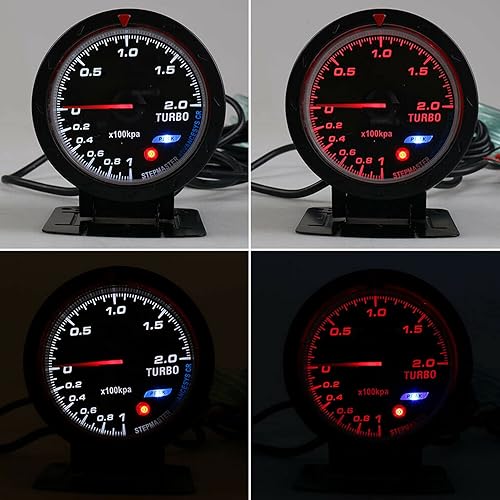 Compteur de Pression de Jauge Turbo Boost 0‑200 Kpa Rétro-éclairage LED 60 Mm/2,5 Pouces de Diamètre Universel pour Voiture 12 V - Poukt