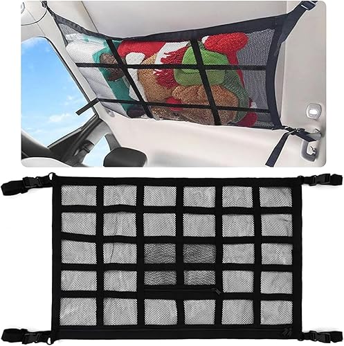 Filet à bagages de voiture, filet à bagages, filet de toit, filet de toit, filet de toit de voiture, filet de toit de voiture, filet de voiture, filet de voiture pour la plupart des voitures (90 x 65 - Poukt