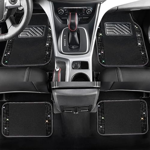 Tapis de voiture Bling pour femme | Tapis de sol de voiture avec strass brillants – Résistant à l'eau antidérapant Tapis et arrière de voiture pour berline - Poukt