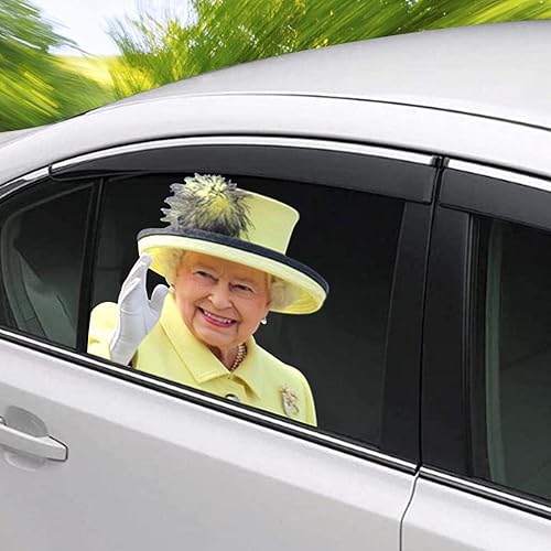 voiture la reine Elizabeth - décalque fenêtre voiture la reine - autocollants voiture la reine d'Angleterre, décoration décalque voiture imperméable et personnal - Poukt