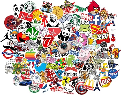 ADHESIVES Voiture Tuning 100 Pcs Autocollants Valise Motocross Tumblr Vélo MTB Ordinateur Portable Kit Scooter Modélisation Shiny Vinyl Marques Célèbres Pack - Poukt