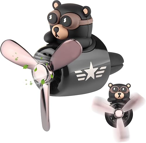 Cartoon Bear Pilot Désodorisant de Voiture Air Ferrinisseur d'air Halloween Automobile Ventilateur, Diffuseur Parfum Voiture Sent bon Diffuseur Accessoire,Noël nouvel an - Poukt