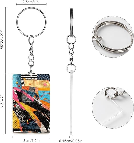 Porte-clés en patchwork coloré, joli porte-clés avec pendentif en acrylique, ensemble de porte-clés artisanaux pour femmes,accessoires de charme pour sac fourre-tout - Poukt