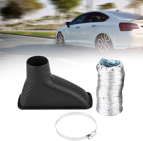 Qiilu Auto Entrées d'air, Carré Kit Entonnoir Tuyau d'admission de Turbine Turbo d'admission d'air de Pare-Chocs Avant modifié par Une Voiture Universelle - Poukt