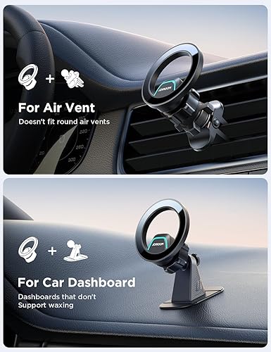 JOYROOM Support Telephone Voiture Magnetique pour MagSafe, Support iPhone Voiture 2 en 1 avec Aimants 20xN55, Aimant Telephone Voiture pour iPhone 16 15 14 13 12 et étui MagSafe - Poukt