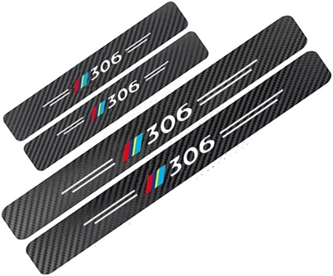 TUMALO 4 Pièces Autocollants Protection Seuil Porte de Voiture pour Peugeot 306, Protecteur de Seuil de Porte en Fiber de Carbone Anti-Rayures Plinthes Auto - Poukt