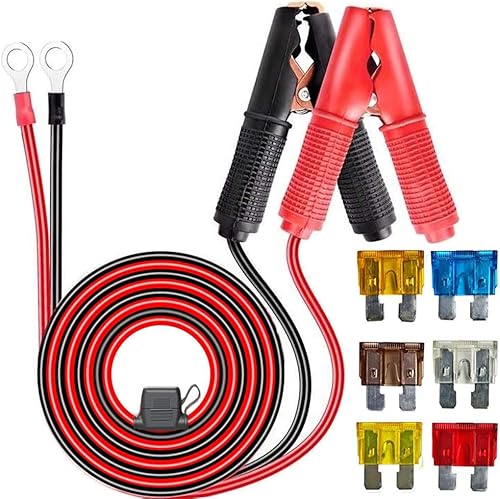 RUNCCI-YUN Clip Crocodiles Câble d'Extension, Câble d'extension de Pince pour Batterie,1.5m 16 AWG 12 V 24 V 30A à Connexion Rapide à Connexion Rapide, pour Batterie de Voiture, inverseur - Poukt