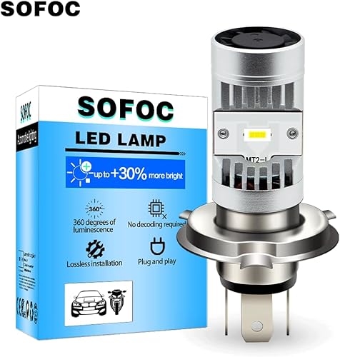 SOFOC-BA20D Ampoule De Phare Pour Moto/Voiture 15W 5000LM 6V-24V Non-Polarité CSP 2LED Double Faisceau Blanc Ventilateur intégré 1Pcs - Poukt