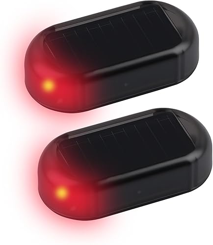 Lot de 2 L'alarme Solaire de Voiture, Alarmes LED Solaires Voiture, Alarme Voiture Anti vandalisme Clignotement Nocturne Automatique, Système Anti-vol Flash Protection Antivol pour Voiture Moto Bateau - Poukt