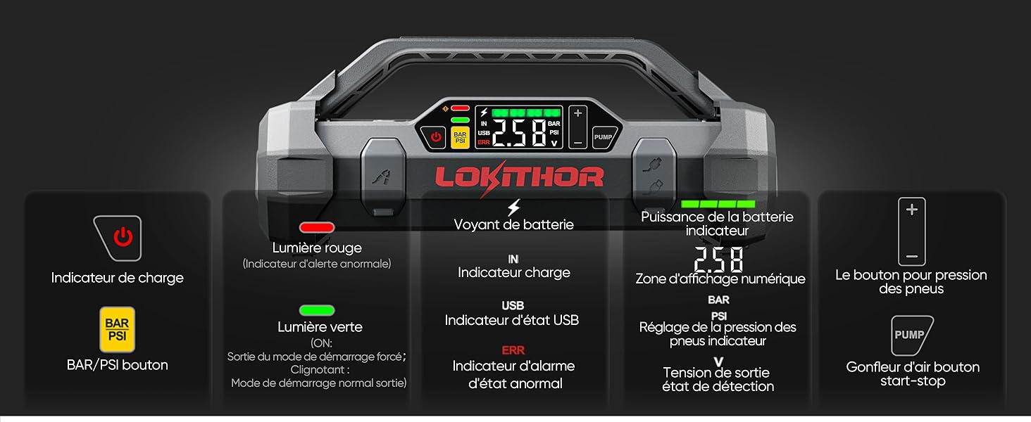 LOKITHOR Booster Batterie Voiture avec Compresseur