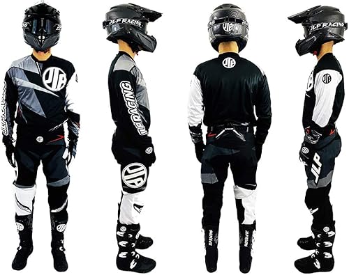 JLP RACING Tenue Enfant Moto Cross Quad Enduro VTT BMX MTB Noir Gris Blanc Taille 26 US 8 9 Ans - Poukt