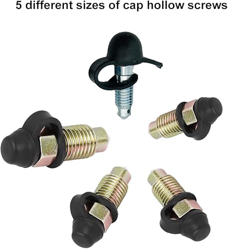 Vis de Purge Frein Boulon Banjo Vis Purge D'étrier Frein Banjo Boulon Purgeur Boulon Vis avec Capuchon M6x1 M7x1 M8x1.25 M10x1 M10x1.25 Bleeder Vis pour Motocyclette 5 pièces - Poukt