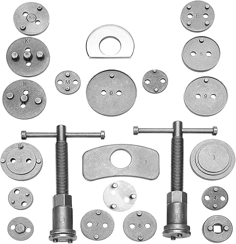 Lospitch Repousse Piston de Frein Set de 22 pièces pour Remplacement de Disque Outil et adaptateurs, de mâchoire ou de Plaquettes de Frein, Set de 22 pièces, Kit Universel - Poukt