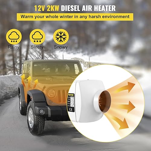 VEVOR Chauffage Diesel 12V 2KW Réchauffeur d'air diesel kit de réchauffeur d'air PLAN Blanc en aluminium carburateur en plastique pour voiture camions VR Croisières - Poukt