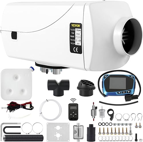 VEVOR Chauffage Diesel 12V 2KW Réchauffeur d'air diesel kit de réchauffeur d'air PLAN Blanc en aluminium carburateur en plastique pour voiture camions VR Croisières - Poukt