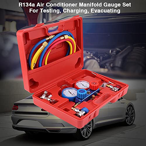 Manifold gauge set manomètre,AC Manifold Kit de montage pour climatisation et réfrigérants,Tuyau recharge avec jauge crochet manomètre R134A Gauge Ac Air Climatiseur Outils De RéFrigéRation - Poukt