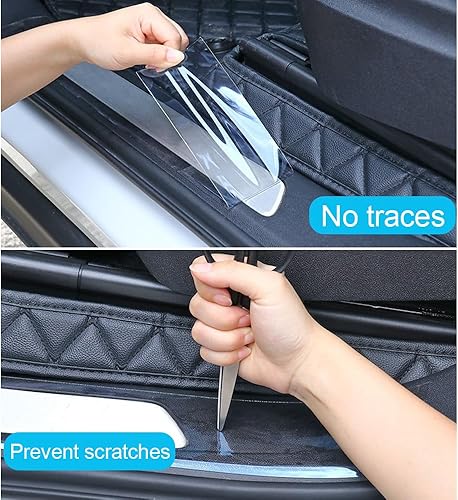 JGDLBXJY Film Protection Seuil de Coffre Voiture pour Audi Q7 2 (II) 4M I 2015-2024,Transparent Protection Pare Choc Voiture Seuil de Porte Voiture,Glossy - Poukt