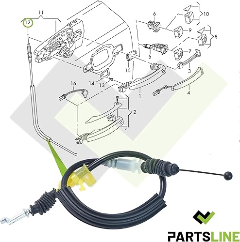 Partsline Câble de poignée de porte intérieure avant ou arrière compatible avec AUDI A1 (8X), A4 (8K), A5 (8T), A6 (4G), A7 (4G), A8 (4H), Q3 (8U), Q5 (8R), TT (8J) - 4H0837099A 4H0837099B - Poukt