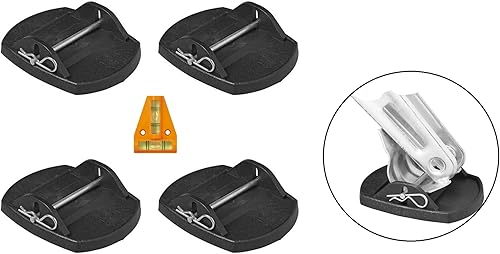 Lot de 4 plaques de support avec goupille de sécurité pour supports de manivelle de caravane, camping-car, caravane 18 x 14 cm, plaques + mini niveau à bulle gratuit - Poukt