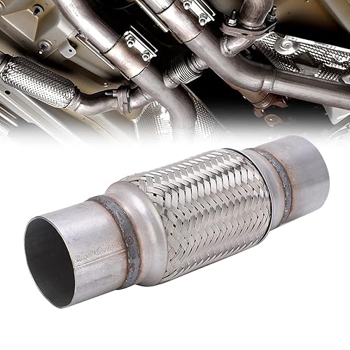 GAESHOW Tuyau Flexible D'échappement en Acier Inoxydable, 2.5 x 10 in Tuyau D'échappement Tressé, Universal Reparaturrohr pour Les Raccords de Tuyaux D'échappement - Poukt