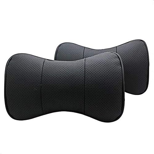 AutoSunShine Lot de 2 oreillers confortables en cuir véritable en forme d'os pour siège de voiture (Noir) - Poukt