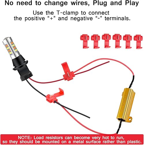 Hoembpn 3pcs 50W 8 ohms Résistance de Charge LED Décodeur Fix Fast Hyper Flasher/Code D’erreur Avertissement LED Clignotants Résistance pour Voiture Moto Phare Feux de Brouillard, avec 6 Attaches Rapi - Poukt