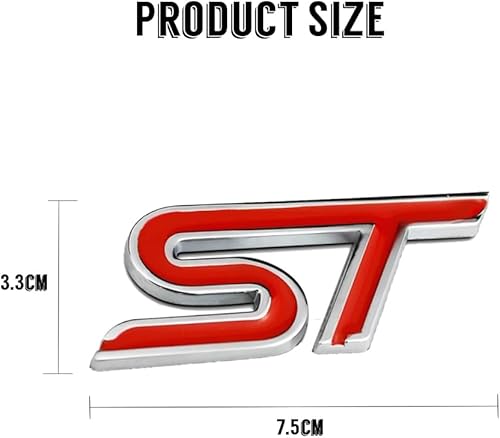 Lot de 2 autocollants décoratifs en métal ST pour calandre avant de voiture, badges 3D en métal ST, pour Fiesta, Focus, Mondeo, rouge - Poukt