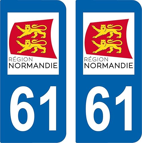 SAFIRMES 2 Stickers Autocollant Style Plaque Auto Immatriculation département 61 Normandie - Poukt