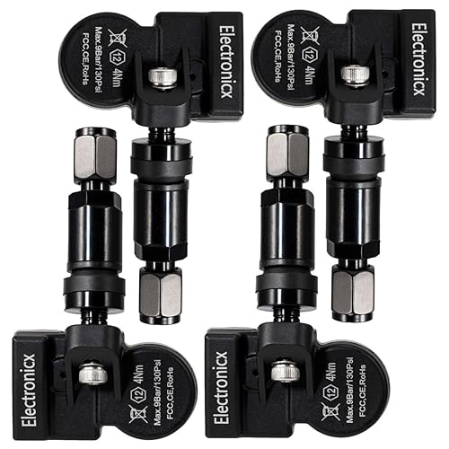 RDKS TPMS Lot de 4 capteurs de pression des pneus Valve métallique Noir Compatible avec Evoque LR2 LR3 LR4 - Poukt