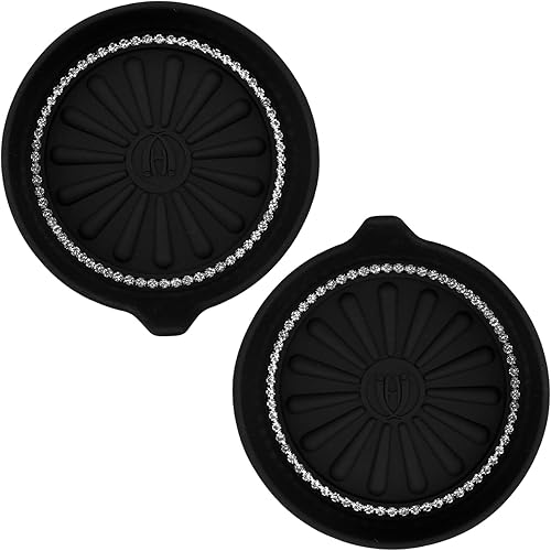 Vanyibro Lot de 2 dessous de verre antidérapants universels avec strass en cristal, accessoires d'intérieur de voiture (rouge) - Poukt