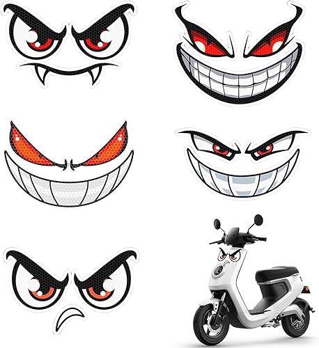 ARTGUTS Lot de 5 autocollants pour yeux - Autocollants réfléchissants - Décoratifs amusants - Résistant aux intempéries - Pour voiture et moto - Pour améliorer la vision nocturne - Poukt