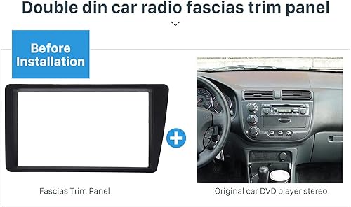 Kit de Tableau de Bord Radio Double DIN, Remplacement de Garniture de Cadre de Tableau de Bord Stéréo Radio 2Din pour LHD 2001-2005 - Poukt
