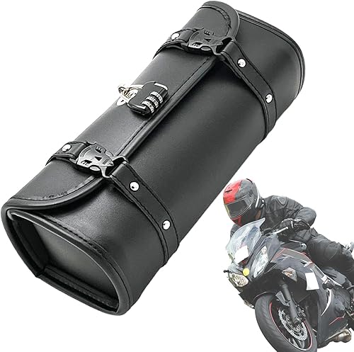 Sacoche de guidon de moto, sacoche de selle avec serrure, sac de moto en cuir PU, sac de selle rétro pour guidon de moto - Poukt