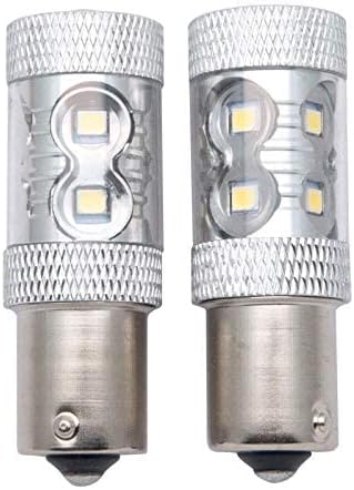 MASO Lot de 2 ampoules LED 12 V 1156 avec lentille de projecteur BA15S P21W 6000 K blanc super lumineux Canbus sans erreur pour feux de recul, feux de freinage, feux arrière - Poukt