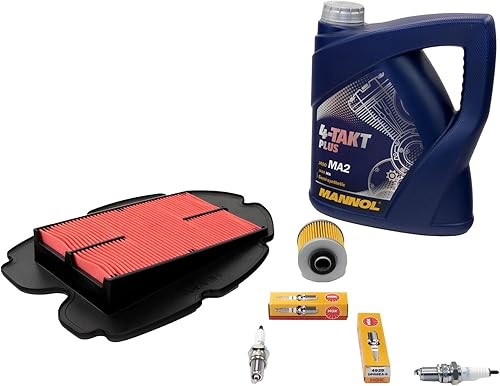 Kit d'entretien huile 4L + filtre à air + filtre à huile + bougies d'allumage pour Yamaha TDM 900 TDM900 RN08 RN11 RN18 2002-2013 - Poukt