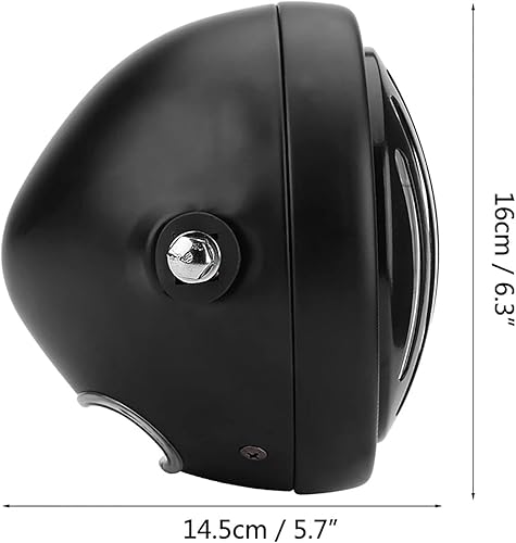 Phare Avant Moto Vintage , Terisass Phares Avant Pour Moto 12v 35w Vintage Moto Led Phare Avant 6,3 Pouces Grill Moto Lampe De Tête Pour Cafe Racer(coquillage Noir Verre Blanc) - Poukt
