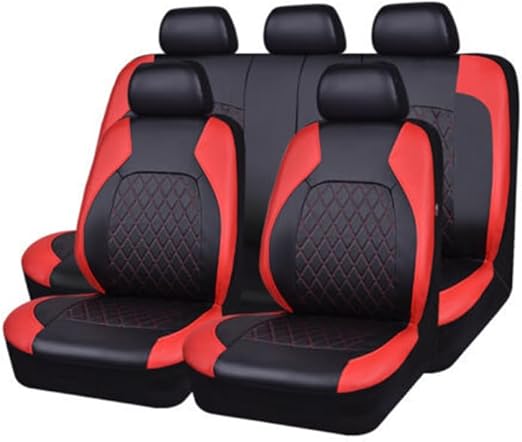 Crevyteg Ensemble complet de 9 housses de siège de voiture en cuir synthétique de taille universelle pour l'avant et l'arrière avec housses d'appui-tête pour la plupart des voitures, camions, - Poukt