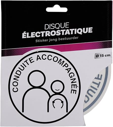 Turbocar - Disque AAC Voiture - Disque Conduite accompagnée - Fixation électrostatique - Diamètre de 15cm - Face électrostatique - A Apposer sur Le véhicule - Disque pour Jeune Qui apprend à Conduire - Poukt