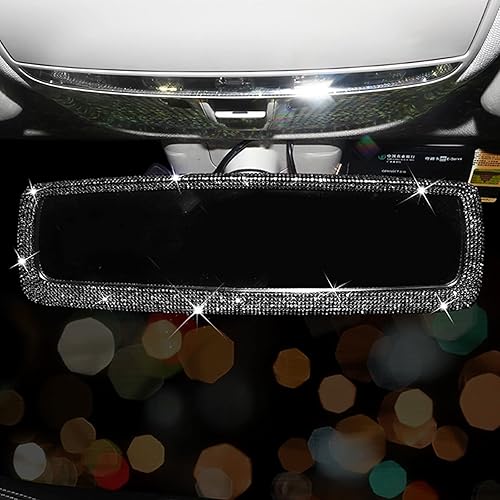Retroviseur Interieur Voiture Deco, Accessoire Voiture Interieur Decoration, Accesoire Voiture Intérieur Femme, Accessoires Décoration Intérieure Universel Strass Girly Retroviseur Bling Soleil Miroir - Poukt