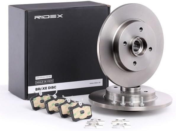 RIDEX Disques et plaquettes de freins 3405B0308 Essieu arrière avec roulement de roue, avec bague ABS plein - Poukt