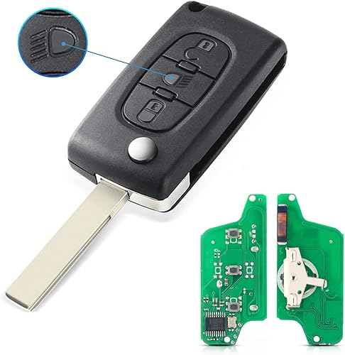 AULESSE Peugeot Coque de Clé Télécommande 2 Boutons 433 MHz PCF7961 Puce, Clé Complète avec Electronique à Programmer pour Peugeot/Ci-tro-en 207 307 308 408 CE0536 Clé à Distance de Voiture - Poukt