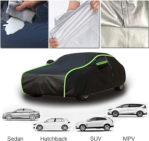 Bâche de Voiture Anti-grêle pour Toyota Aygo (XW30) 2014-2025,Coque Intégrale pour Protection Contre Le Soleil, La Pluie Et avec Fermeture éclair Et Cordon De Serrage Coupe-Vent - Poukt