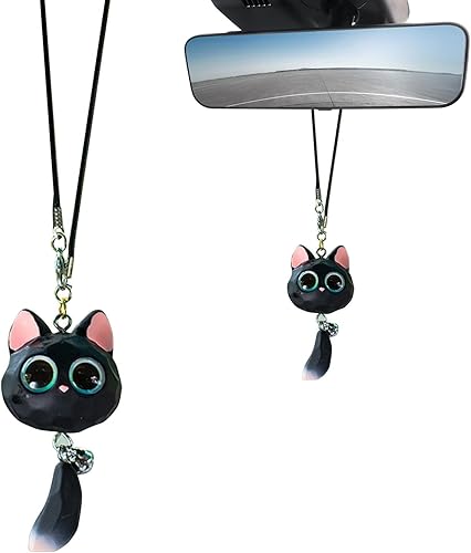 Pendentif de voiture en forme de chat | Pendentif décoratif pour voiture, décoration d'intérieur de voiture, accessoires de voiture, pendentif figurine pour jardin, mur, fenêtre - Poukt