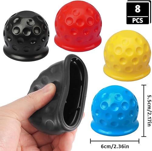 8pcs Cache-Boule pour Crochet de remorque, caches d'attelage de remorque en Caoutchouc, Capuchon de Protection de Boule d'attache Remorque - Poukt