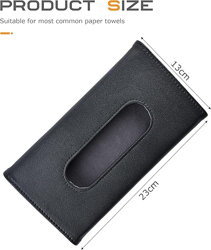Flaconi Porte-Mouchoirs pour VisiÈre De Voiture,Support de Boîte de Mouchoirs Boîte à Mouchoirs Suspendue pour Voiture,Porte-Serviettes en Cuir PU,Convient à la Plupart des Automobiles,Camions (Noir) - Poukt
